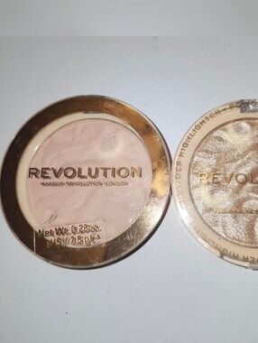 Revolution Duo Pressed Powder & Shimmer Highlighter – Set Of 2 New